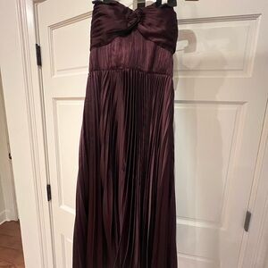 NWT ASTR The Label size small burgundy satin strapless pants ankle length dress.